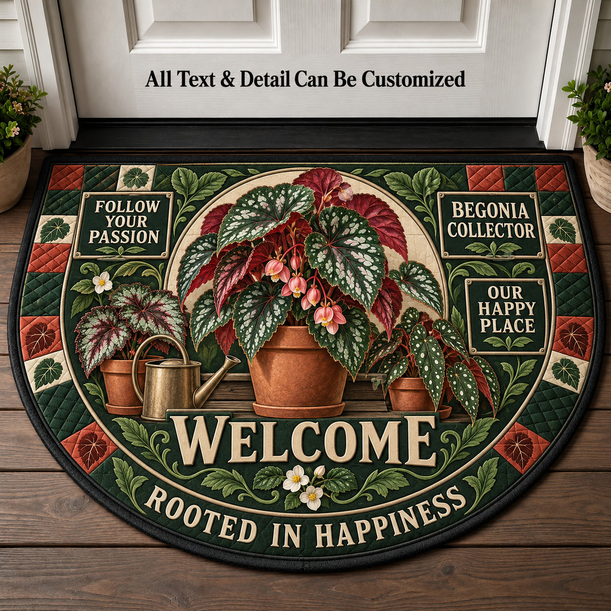 Begonia Collector Personalized Half Round Mat | 5To9Vibe