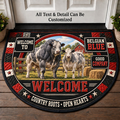 Belgian Blue Personalized Half Round Mat | 5To9Vibe
