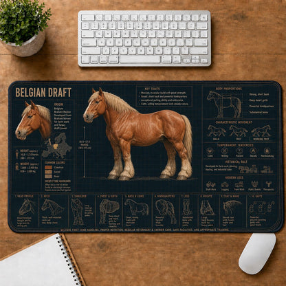 Belgian Draft Horse Horse and Equestrian Visual Guide Desk Mat | 5To9Vibe
