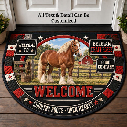 Belgian Draft Horse Personalized Half Round Mat | 5To9Vibe