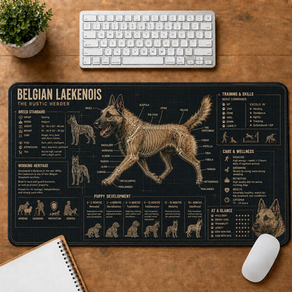 Belgian Laekenois Dog Breed Visual Guide Desk Mat | 5To9Vibe