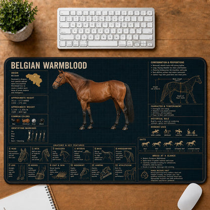 Belgian Warmblood Horse Horse and Equestrian Visual Guide Desk Mat | 5To9Vibe