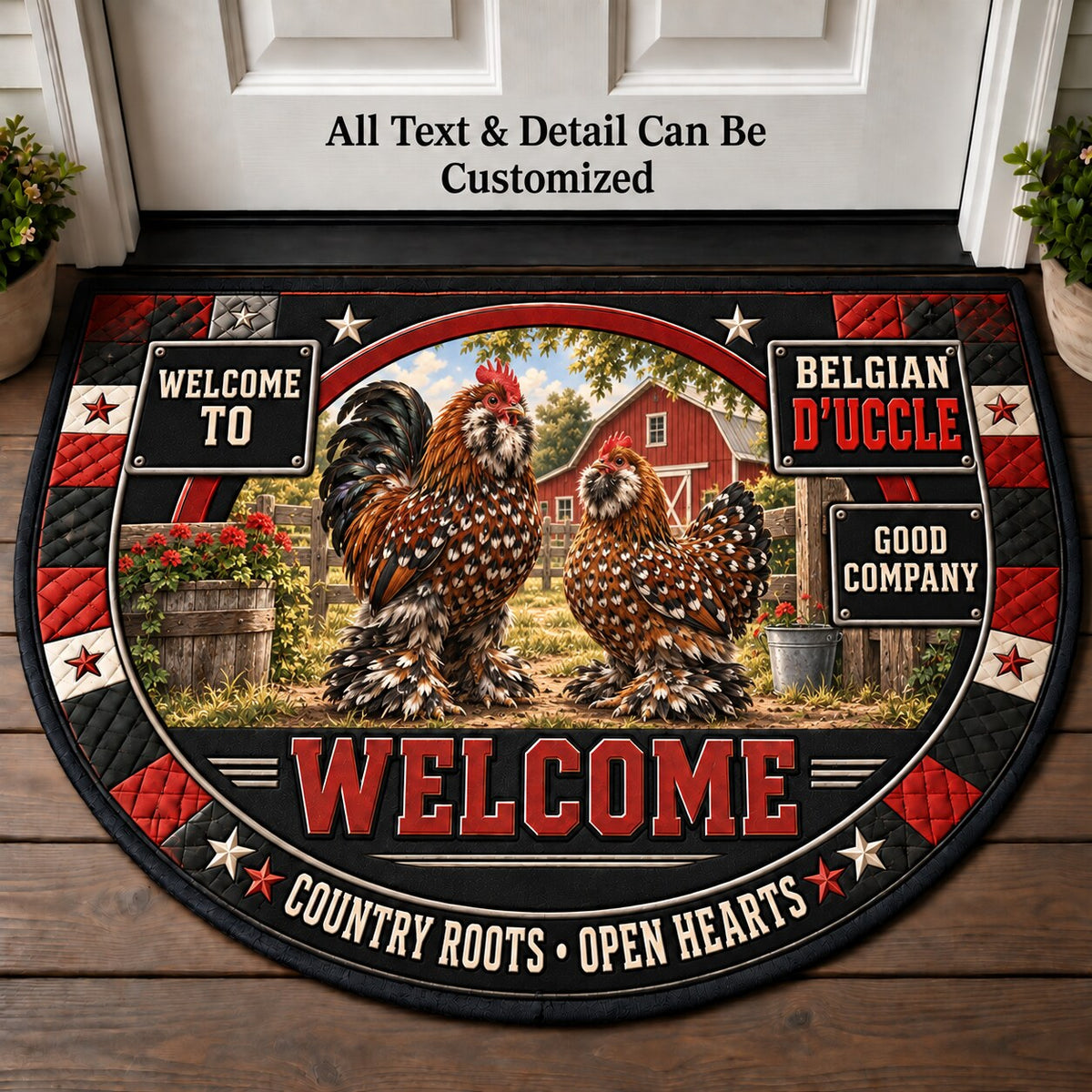 Belgian d'Uccle Personalized Half Round Mat | 5To9Vibe