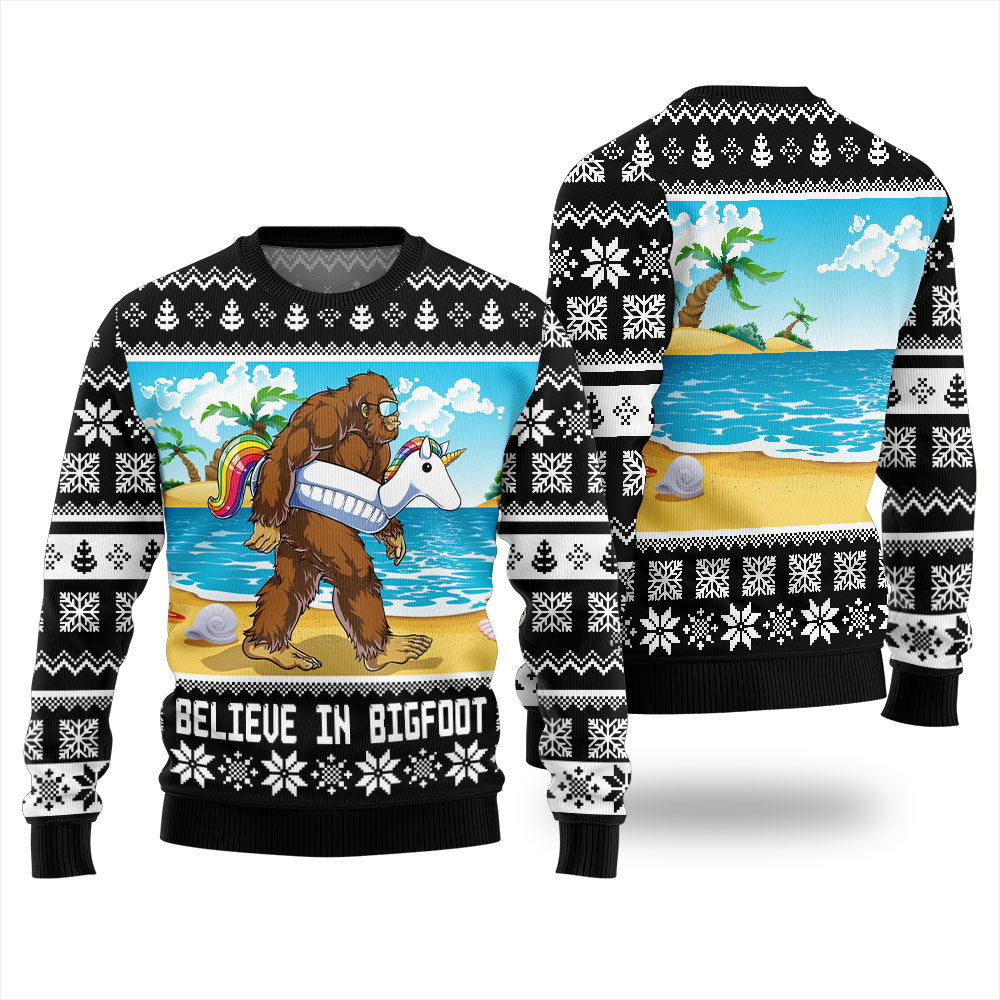 Believe In Bigfoot Christmas Sweater For Men
