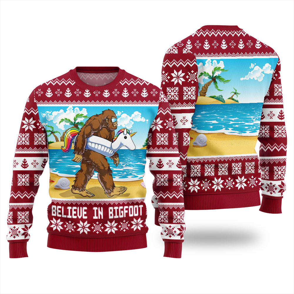 Believe In Bigfoot Christmas Sweater For Men