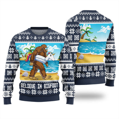 Believe In Bigfoot Christmas Sweater For Men