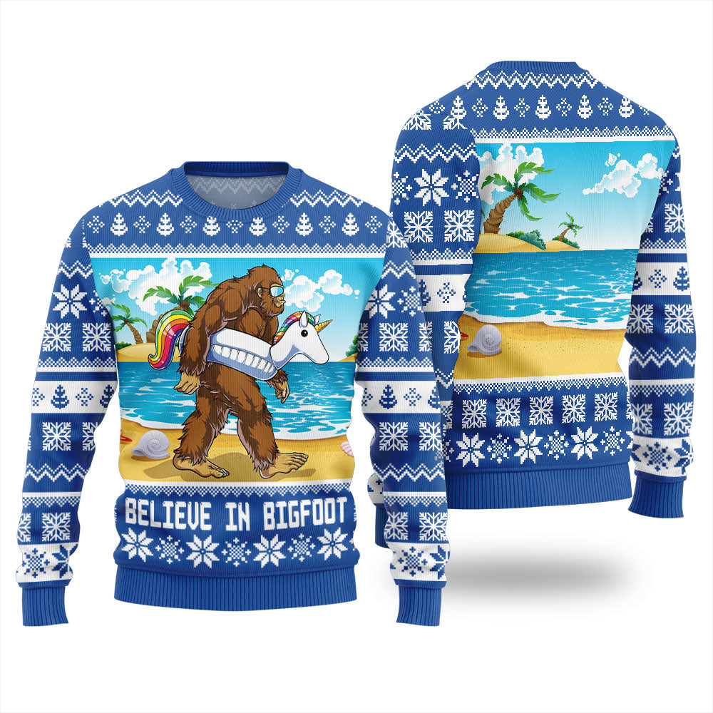 Believe In Bigfoot Christmas Sweater Women