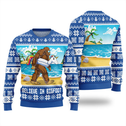 Believe In Bigfoot Christmas Sweater Women