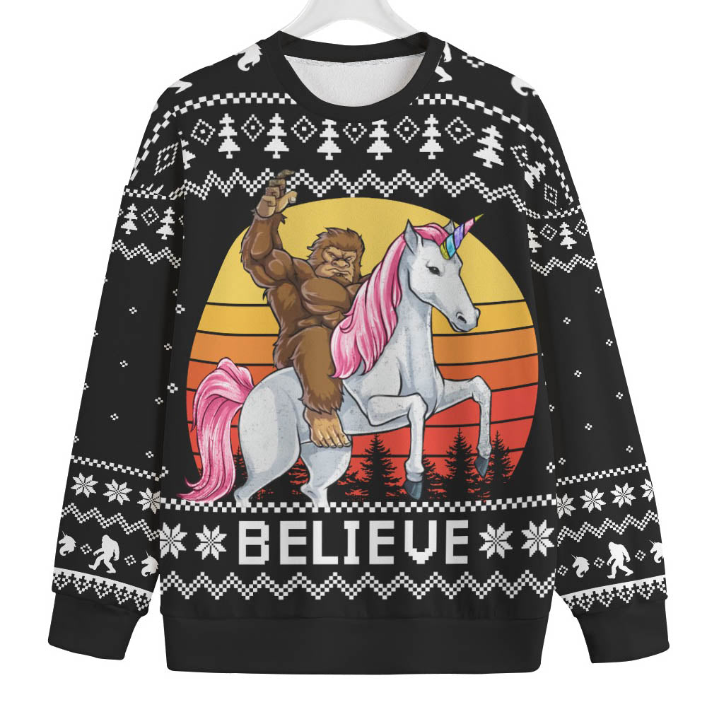 Believe In Bigfoot Men Big And Tall Christmas Sweater