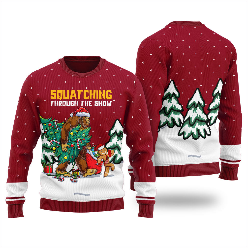 Believe In Bigfoot Mens Ugly Christmas Sweater