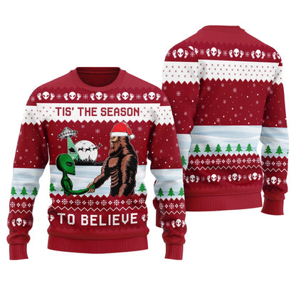 Alien Bigfoot Ugly Christmas Sweater For Women