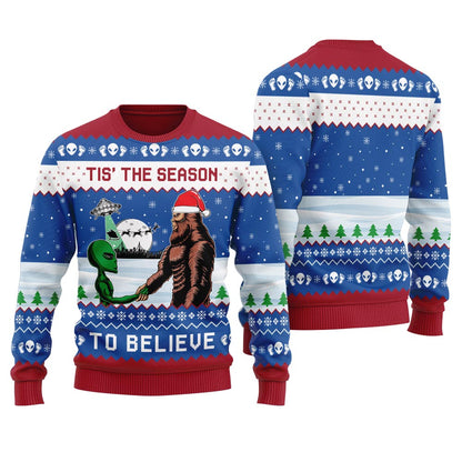 Alien Bigfoot Ugly Christmas Sweater For Women