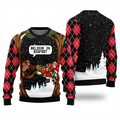Believe In Bigfoot Ugly Christmas Sweater