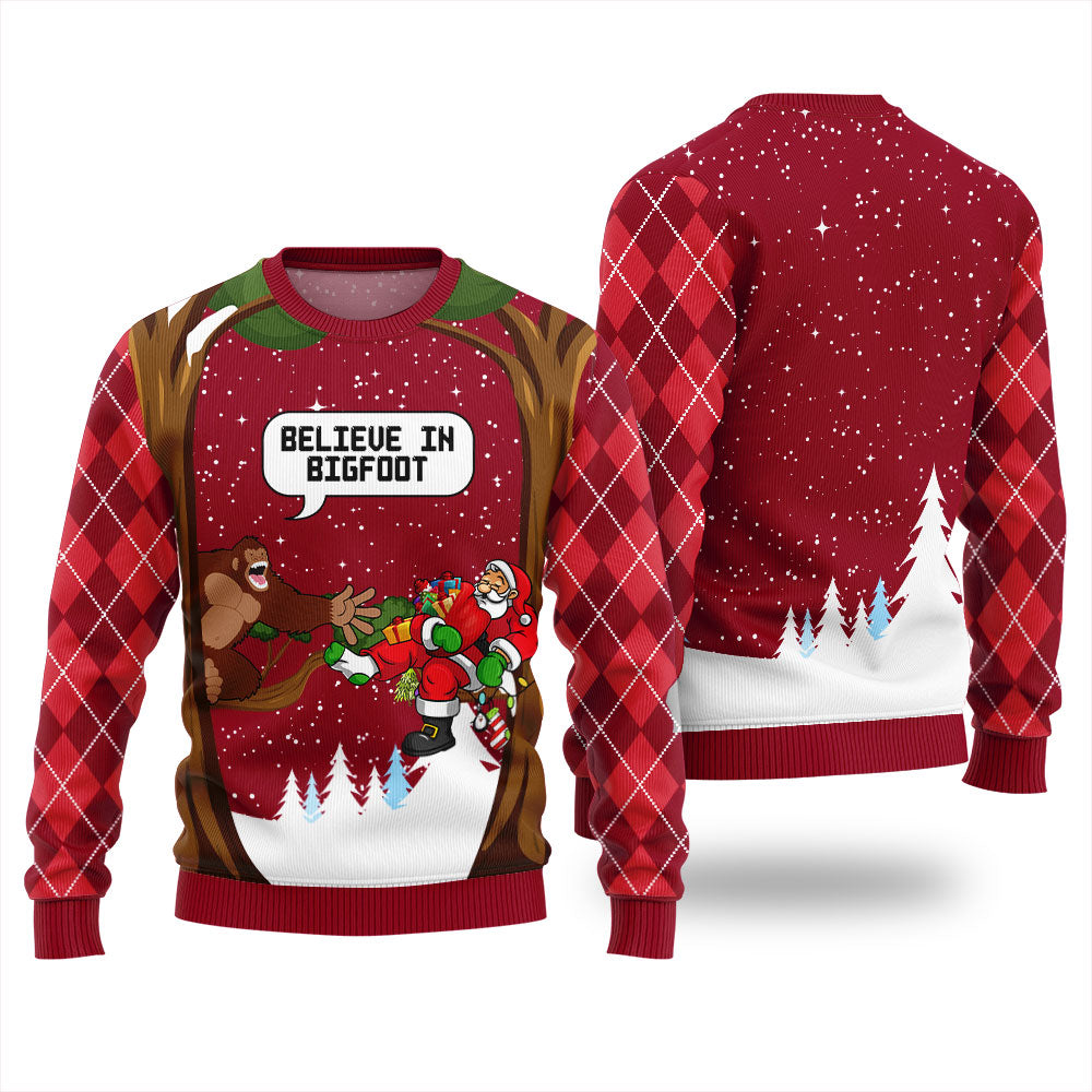 Believe In Bigfoot Ugly Christmas Sweater