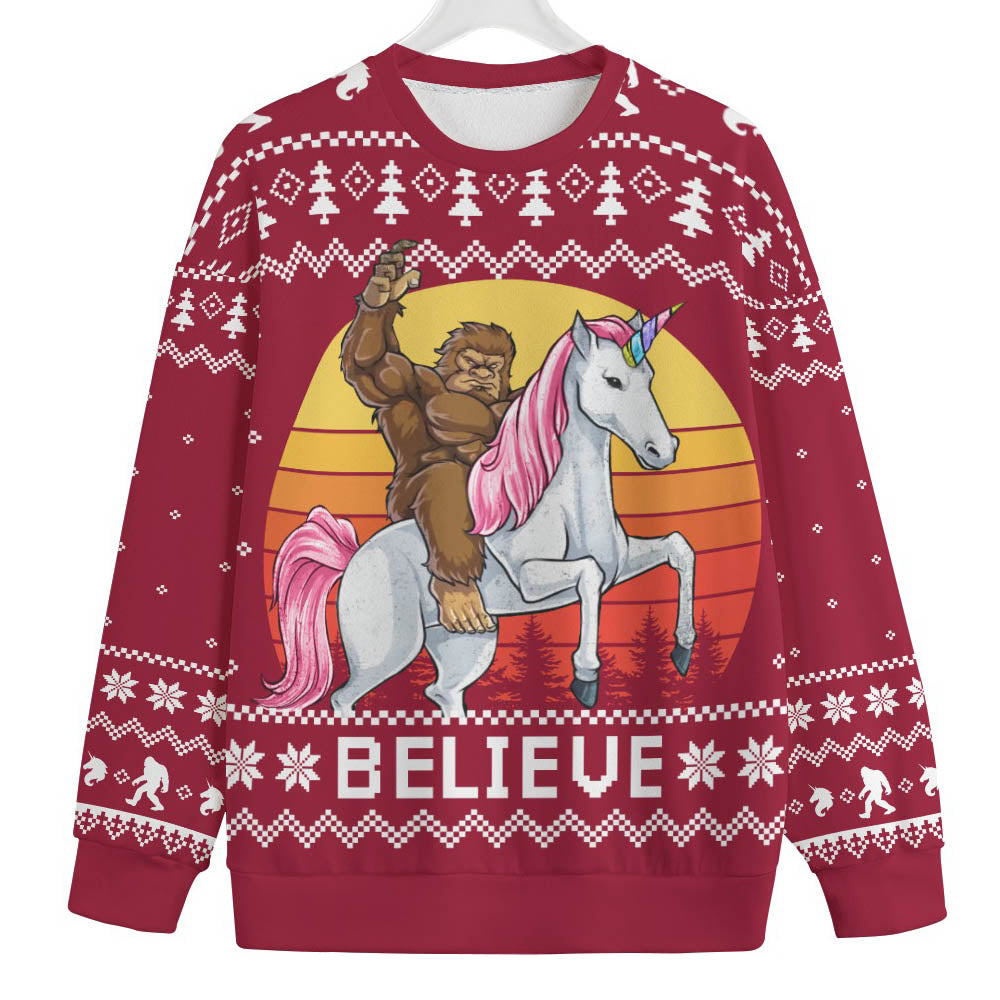 Believe In Bigfoot Women's Plus Size Ugly Christmas Sweater
