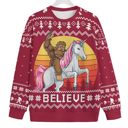 Believe In Bigfoot Women's Plus Size Ugly Christmas Sweater