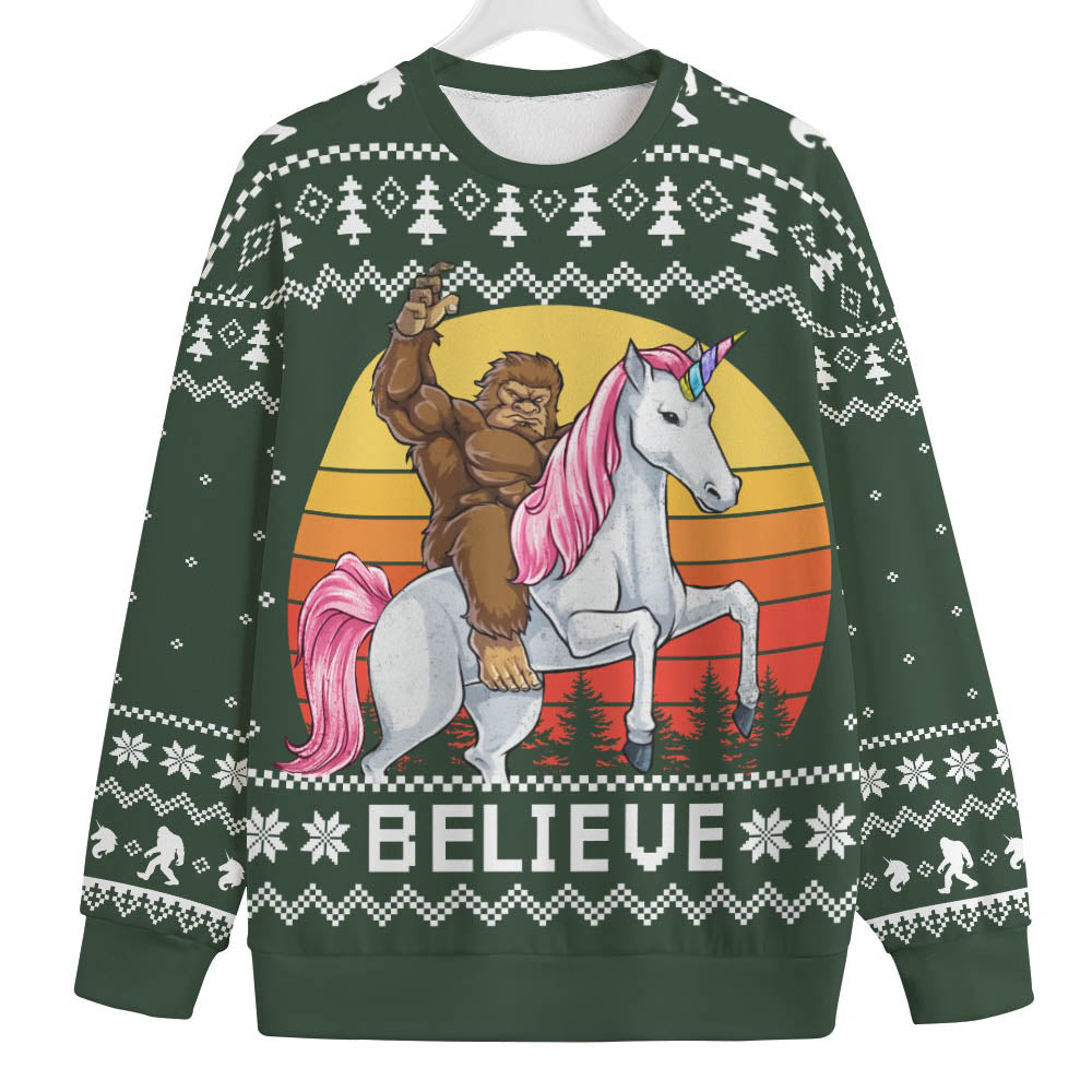 Believe In Bigfoot Women's Plus Size Ugly Christmas Sweater