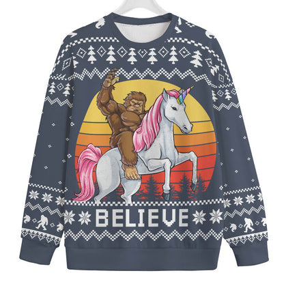 Believe In Bigfoot Women's Plus Size Ugly Christmas Sweater