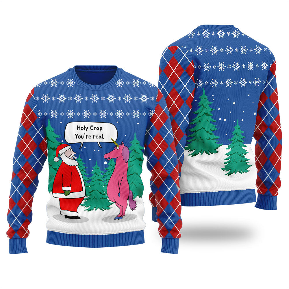 Believe In Santa And Unicorn Ugly Christmas Sweater