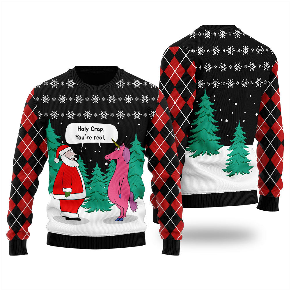 Believe In Santa Unicorn Women's Ugly Christmas Sweater