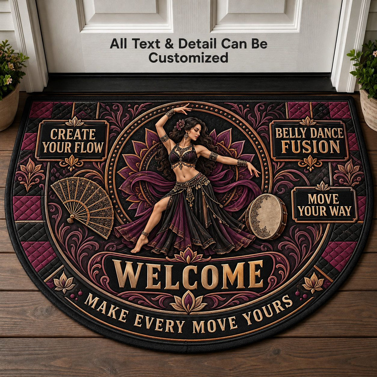 Belly Dance Fusion Personalized Half Round Mat | 5To9Vibe