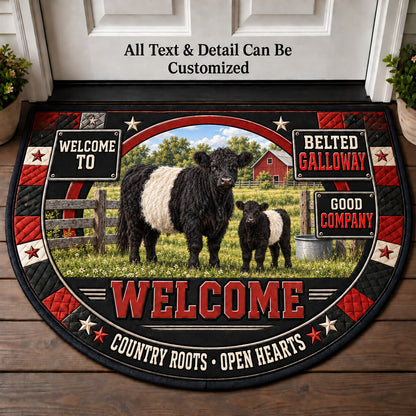 Belted Galloway Personalized Half Round Mat | 5To9Vibe