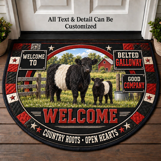 Belted Galloway Personalized Half Round Mat | 5To9Vibe