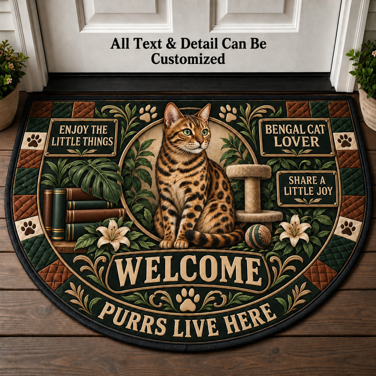 Bengal Cat Lover Personalized Half Round Mat | 5To9Vibe