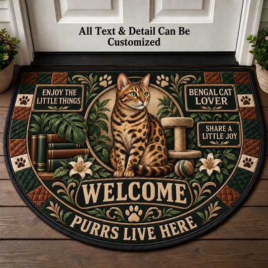 Bengal Cat Lover Personalized Half Round Mat | 5To9Vibe