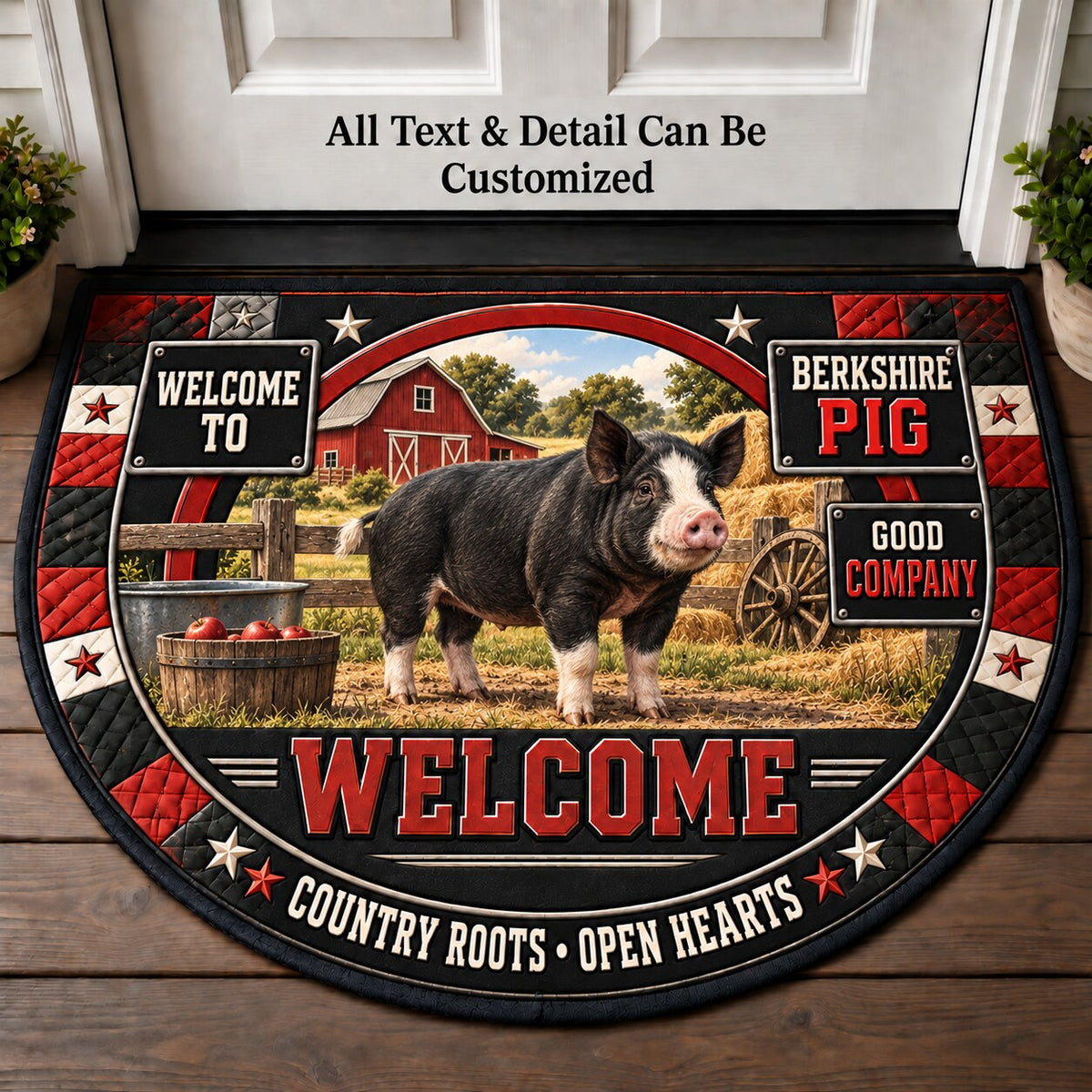 Berkshire Pig Personalized Half Round Mat | 5To9Vibe