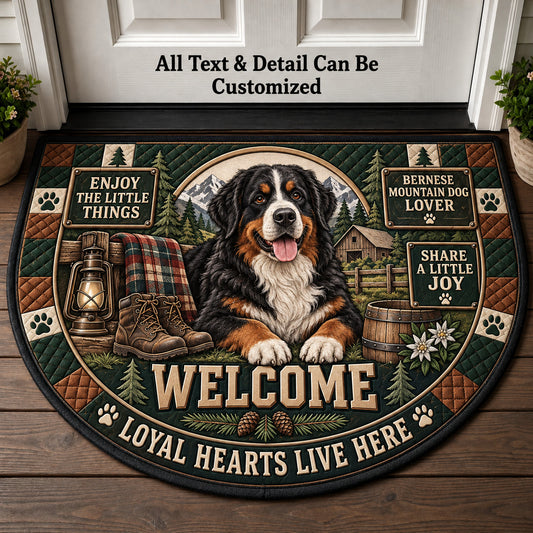 Bernese Mountain Dog Lover Personalized Half Round Mat | 5To9Vibe