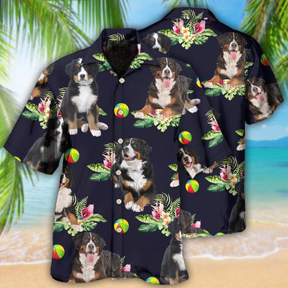 Bernese Mountain Dog Ball Tropical Floral - Hawaiian Shirt 