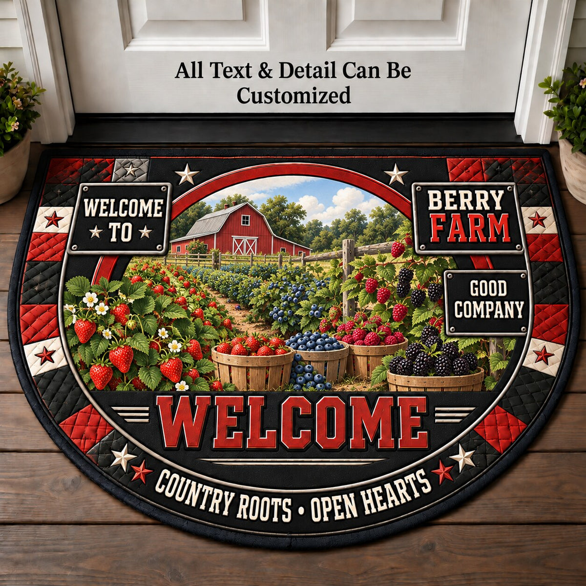 Berry Farm Personalized Half Round Mat | 5To9Vibe