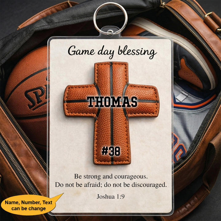 Personalied Christian Basketball Bag Tag Game Day Blessing Keychain, Custom Keychain Gift