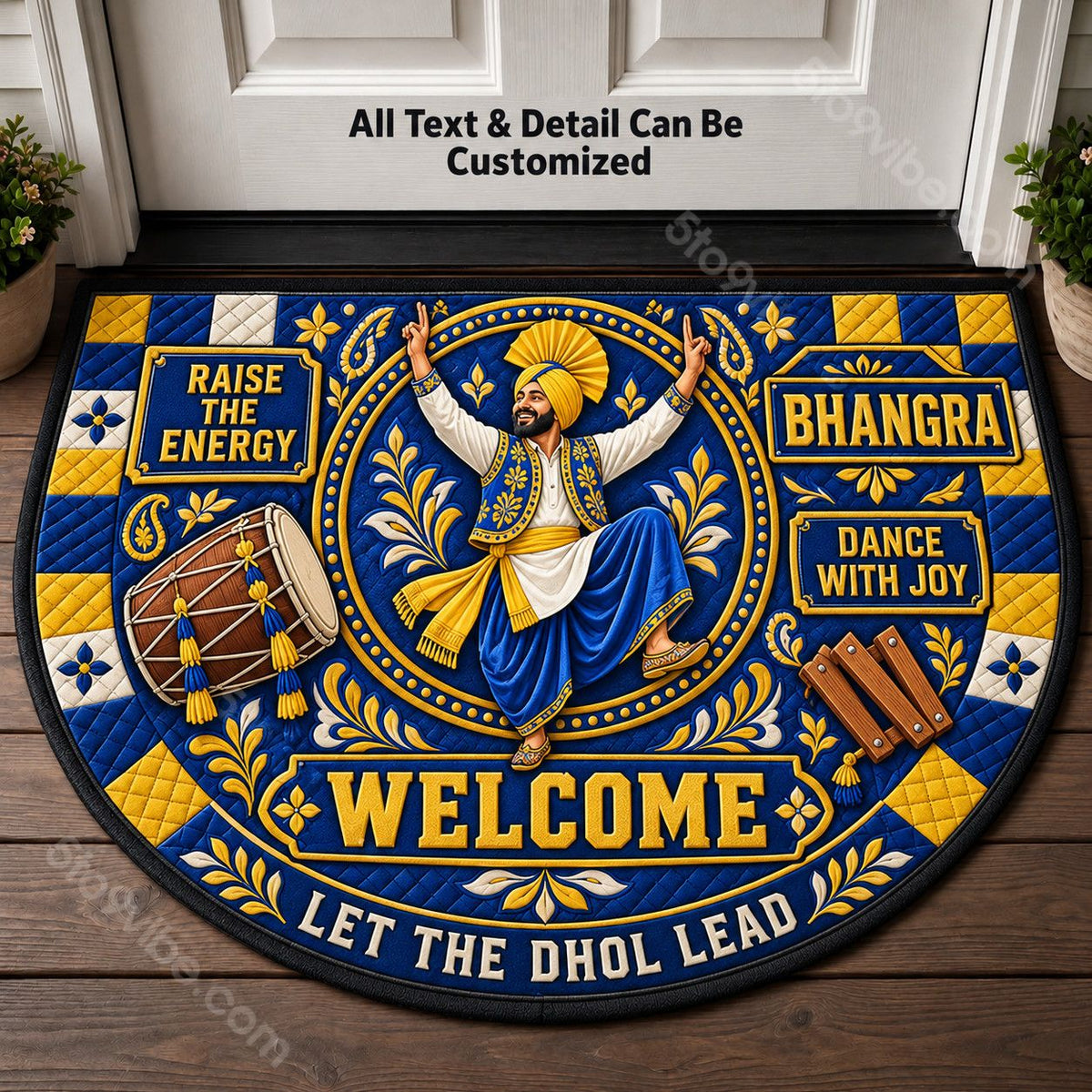 Bhangra Personalized Half Round Mat | 5To9Vibe