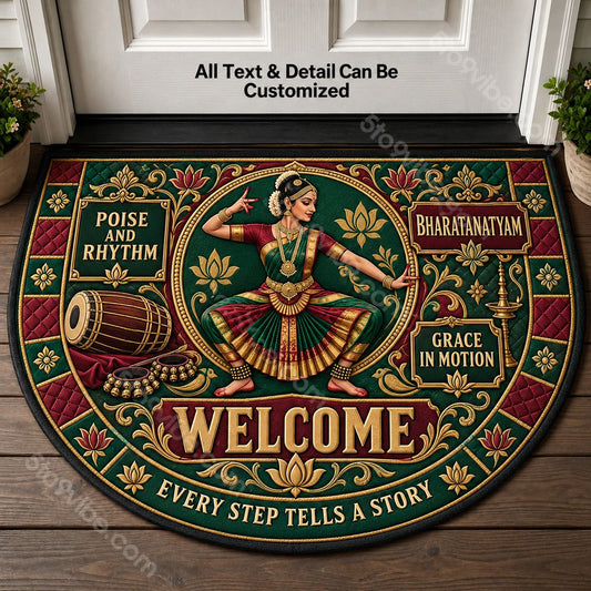 Bharatanatyam Personalized Half Round Mat | 5To9Vibe