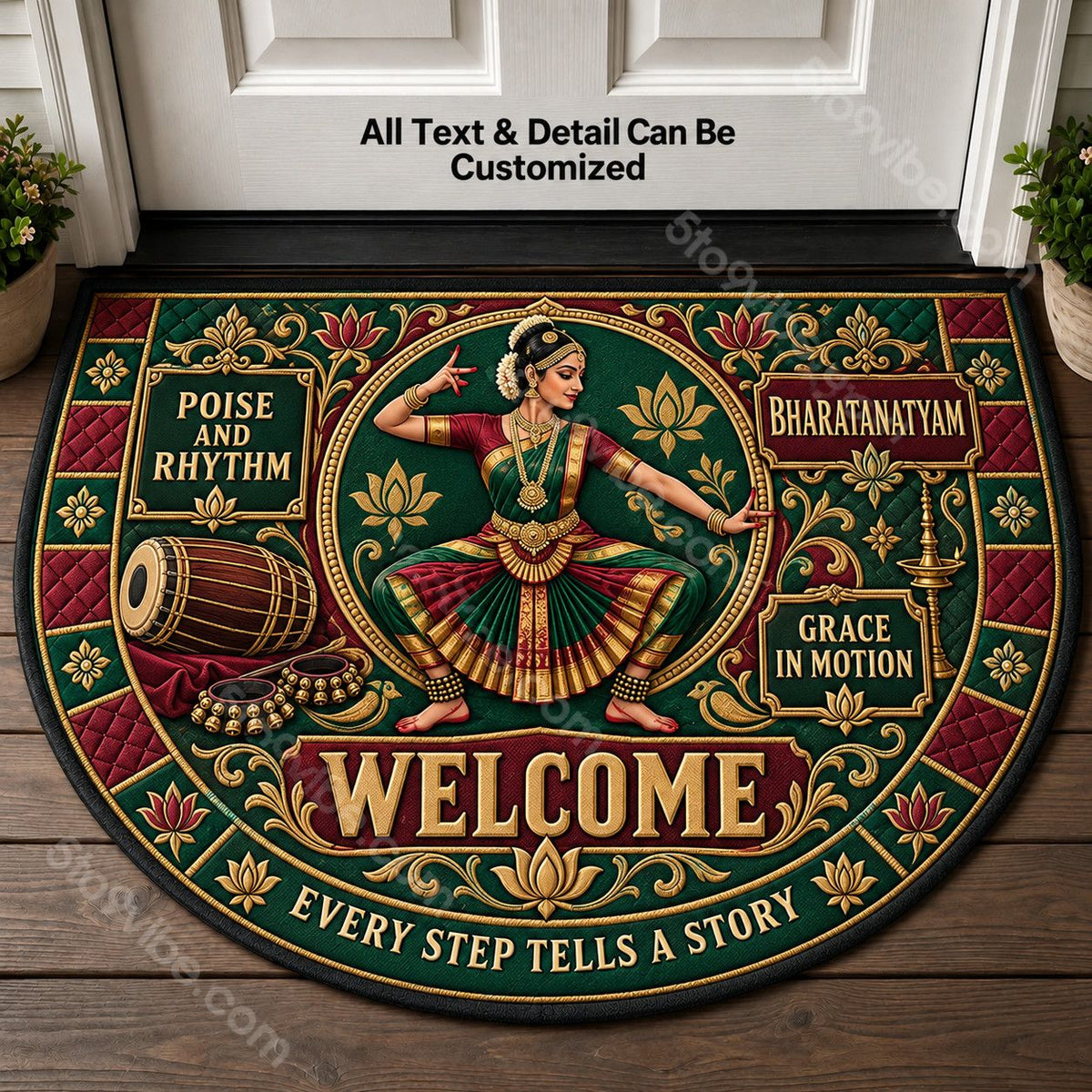 Bharatanatyam Personalized Half Round Mat | 5To9Vibe
