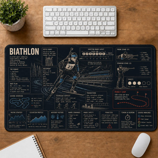 Biathlon Sports Visual Guide Desk Mat | 5To9Vibe