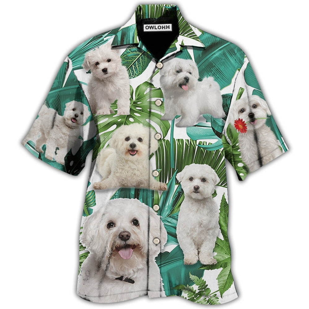 Hawaiian Shirt / Adults / S Bichon Frise Dog Tropical Leaf Style - Hawaiian Shirt 