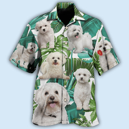 Bichon Frise Dog Tropical Leaf Style - Hawaiian Shirt 