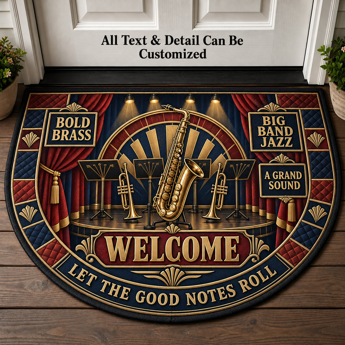 Big Band Jazz Personalized Half Round Mat | 5To9Vibe