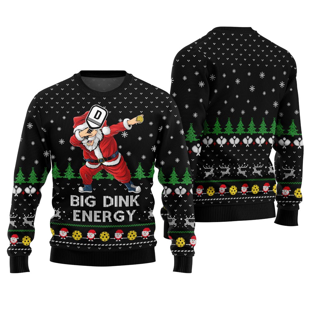 Big Dink Energy Santa Pickleball Christmas Sweater