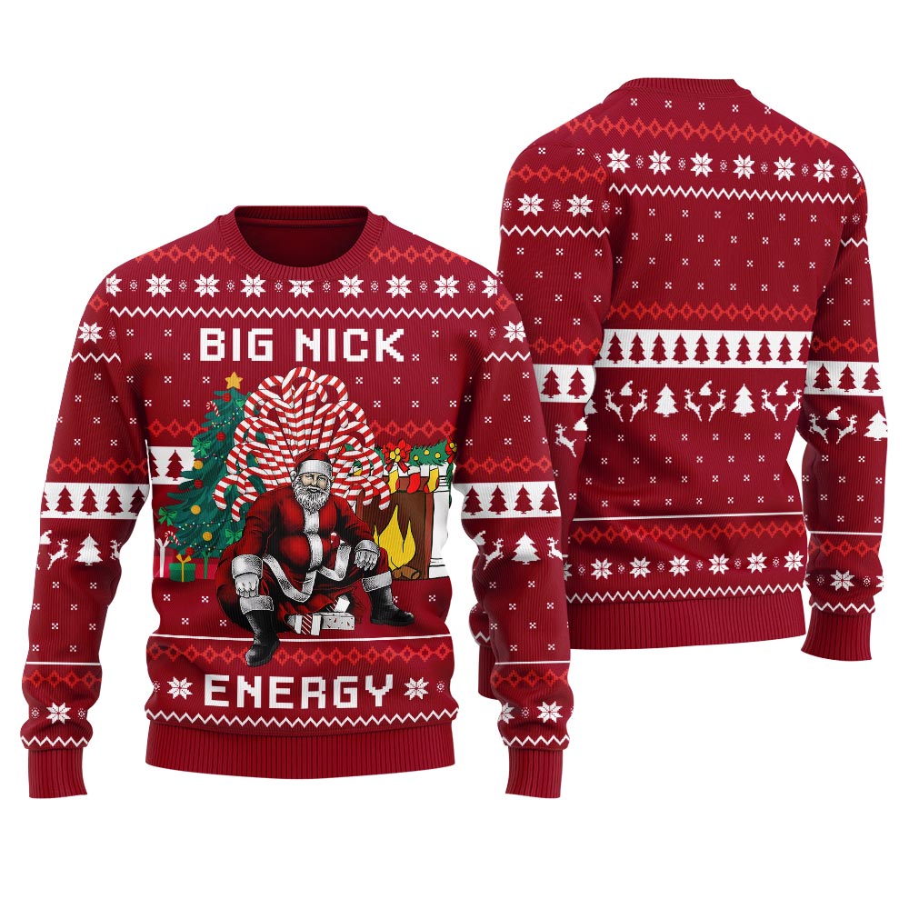 Big Nick Energy Santa Funny Ugly Christmas Sweater For Women