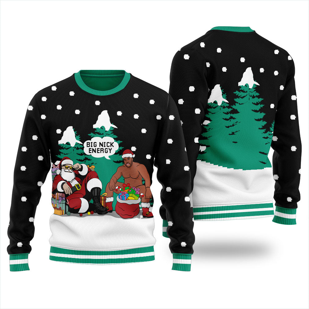 Big Nick Energy Santa Barry Wood Christmas Sweater