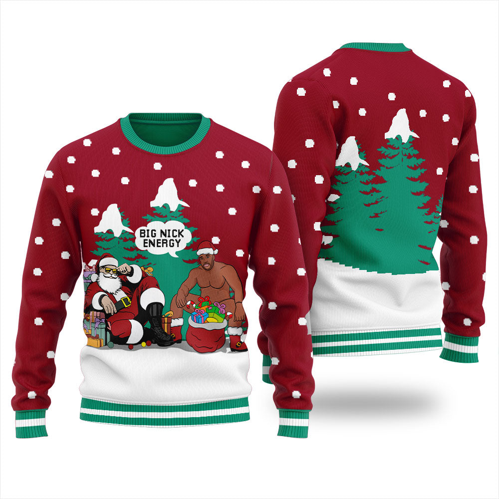 Big Nick Energy Santa Barry Wood Christmas Sweater