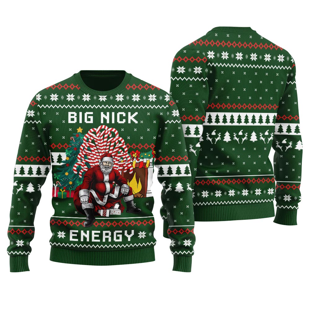Big Nick Energy Santa Funny Ugly Christmas Sweater For Women