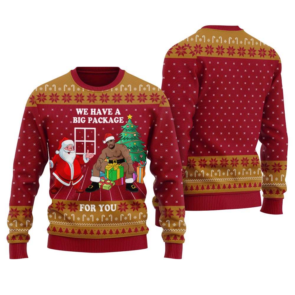 Big Package Funny Santa Women's Ugly Christmas Sweater