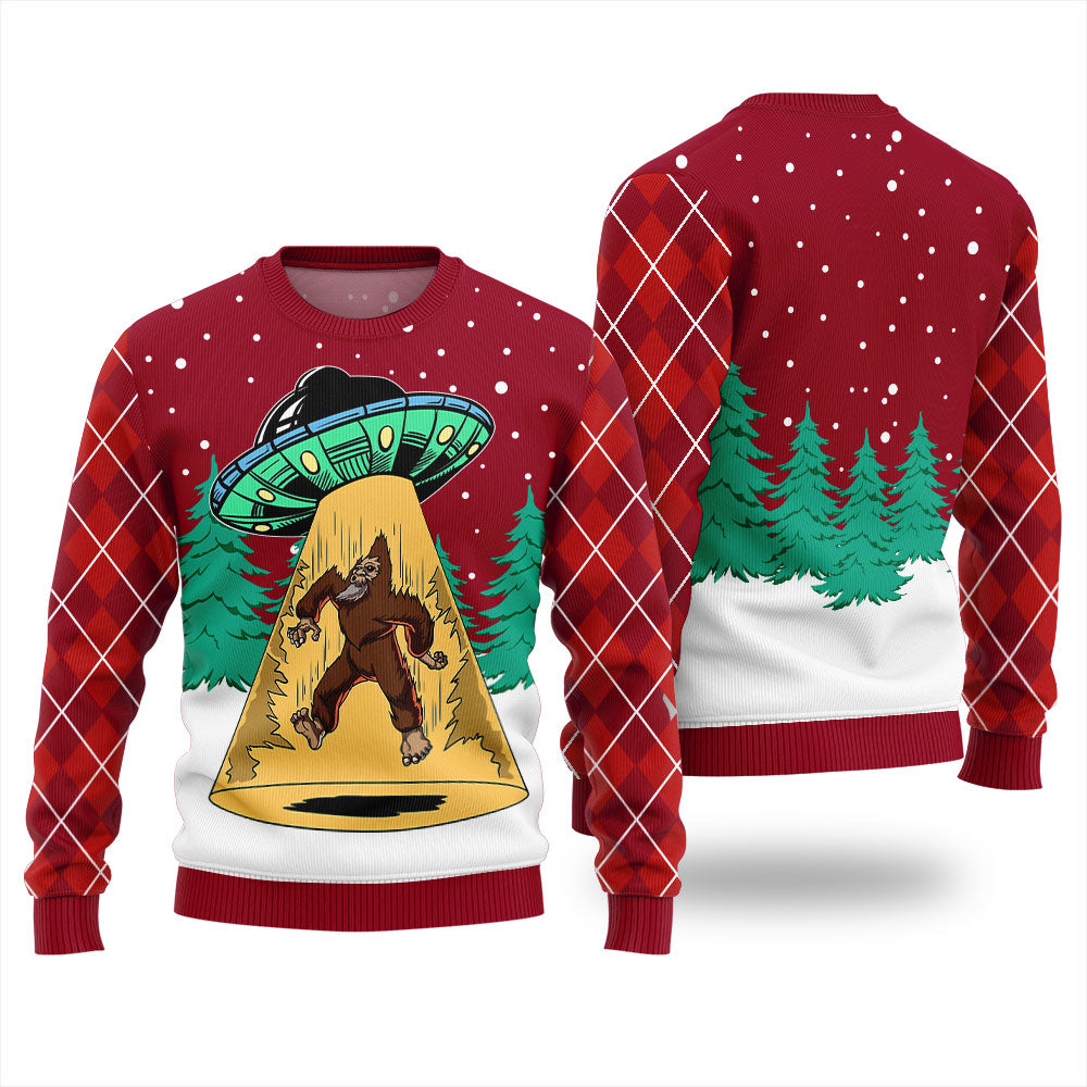 Bigfoot Alien Ugly Christmas Sweater For Unisex