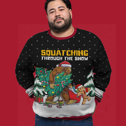 Bigfoot And Gingerbread Plus Size Ugly Christmas Sweater For Men Women