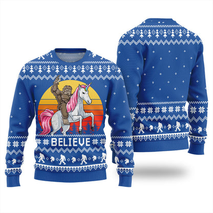Bigfoot Believe Unicorn Ugly Sweater
